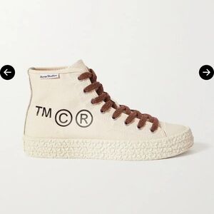 Acne Studios Cream and Brown Canvas Sneakers EU Sz 43